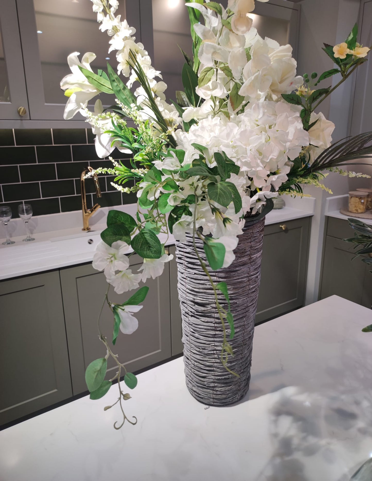 White Faux floral feature